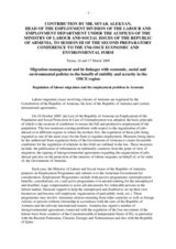 Policy Paper - Contribution by Sevak Alekyan, Head of Employment Division, Ministry of Labour and Social Issues, Labour and Employment Department, Armenia Policy Paper - Contribution by Sevak Alekyan, Head of Employment Division, Ministry of Labour and Social Issues, Labour and Employment Department, Armenia