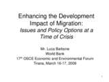 Presentation by Luca Barbone, Director, Poverty Reduction and Economic Management, Europe and Central Asia Region, World Bank Presentation by Luca Barbone, Director, Poverty Reduction and Economic Management, Europe and Central Asia Region, World Bank