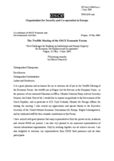 Welcoming Remarks by Marcin Święcicki, Co-ordinator of OSCE Economic and Environmental Activities