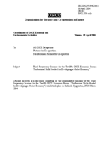 Consolidated summary of the third preparatory seminar for the 12th OSCE Economic Forum Consolidated summary of the third preparatory seminar for the 12th OSCE Economic Forum