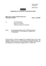 Consolidated summary of the second preparatory conference for the 15th OSCE Economic and Environmental Forum Consolidated summary of the second preparatory conference for the 15th OSCE Economic and Environmental Forum