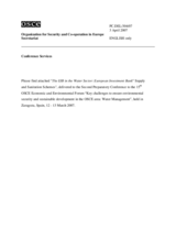 Presentation by the European Investment Bank on the EIB in the Water Sector: Supply and Sanitation Schemes Presentation by the European Investment Bank on the EIB in the Water Sector: Supply and Sanitation Schemes