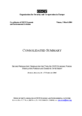 Consolidated summary of the second preparatory seminar for the 12th OSCE Economic Forum Consolidated summary of the second preparatory seminar for the 12th OSCE Economic Forum