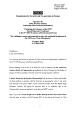 Speech by the OSCE Secretary General, Ambassador Marc Perrin de Brichambaut Speech by the OSCE Secretary General, Ambassador Marc Perrin de Brichambaut