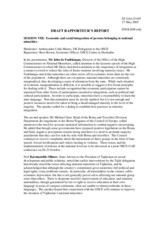 Draft Rapporteur's Report. Rapporteur: Bess Brown, Economic Officer, OSCE Centre in Dushanbe