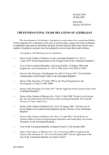 Contribution by the Delegation of Azerbaijan, "The International Trade Relations of Azerbaijan"