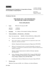 Journal of the 3rd Day of the Thirteenth Meeting of the Economic Forum (es)