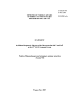 Statement by Milorad Scepanovic, Director of the Directorate for OSCE and CoЕ, Ministry of Foreign Affairs of Serbia and Montenegro
