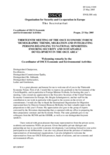 Welcoming remarks by the Co-ordinator of OSCE Economic and Environmental Activites, Mr. Marcin Święcicki