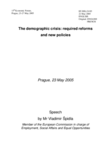 Speech by Mr. Vladimir Spidla, Member of the European Commission in charge of Employment, Social Affairs and Equal Opportunities