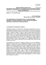 Contribution by Dr. Irina Ivakhnyuk, Moscow State 'Lomonosov' University, "The significance of the informal sector in attracting illegal migration including trafficking in human beings: exchange of information, experience and best practices"