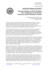 Statement by the Delegation of the United States of America on the ongoing violations of OSCE principles and commitments by the Russian Federation and the situation in Ukraine