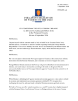 Statement by the Delegation of Norway on the ongoing violations of OSCE principles and commitments by the Russian Federation and the situation in Ukraine