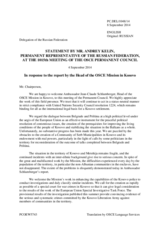 Statement by the Delegation of the Russian Federation in response to the report by the Head of the OSCE Mission in Kosovo, Ambassador Jean-Claude Schlumberger