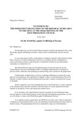 Statement by the Delegation of Belarus on the World Day against Trafficking in Persons, to be observed on 30 July 2014