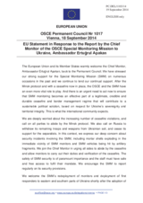 Statement by the Italian EU Presidency in response to the report by the Chief Monitor of the OSCE Special Monitoring Mission to Ukraine, Ambassador Ertugrul Apakan