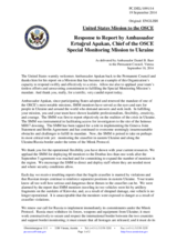 Statement by the Delegation of the United States of America in response to the report by the Chief Monitor of the OSCE Special Monitoring Mission to Ukraine, Ambassador Ertugrul Apakan