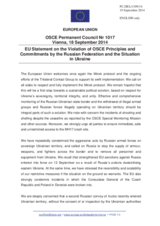 Statement by the Italian EU Presidency on the ongoing violations of OSCE principles and commitments by the Russian Federation and the situation in Ukraine