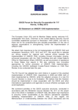 Statement by the Irish Presidency of the Council of the EU on the presentation by H.E. Ambassador Kim Sook, Chair of the Un it ed Nations Security Council Committee est ablished pursuant to resolution 1540 (2004)