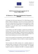 Statement by the Irish Presidency of the Council of the EU in response to the presentation by H.E. M. Pejanović-Đurišić, Minister of Defenc e of Montenegro
