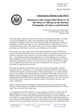 Statement by the Delegation of the United States of America in response to the report by the Acting Chief Observer of the OSCE Observer Mission at two Russian checkpoints on the Russian-Ukrainian border, Mr. Paul Picard