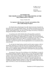 Statement by the Italian EU Presidency in response to the presentation by the OSCE Secretary General of the 2015 Unified Budget proposal