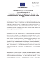 Déclaration de l’Union européenne en réponse à la présentation par le Secrétaire général du budget unifié 2015