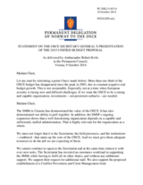 Statement by the Delegation of Norway in response to the presentation by the OSCE Secretary General of the 2015 Unified Budget proposal