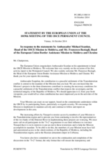 Statement by the Italian EU Presidency in response to the report by the Head of the OSCE Mission to Moldova, Ambassador Michael Scanlan, and to the address by the Head of the EUBAM, Mr. Francesco Bastagli