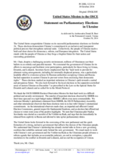 Statement by the Delegation of the United States of America on the early parliamentary elections in Ukraine, held on 26 October 2014