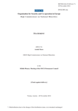 Report by the High Commissioner on National Minorities, Ms. Astrid Thors