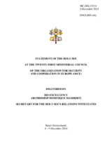 Statement by H.E. Dominique Mamberti, Secretary for the Holy See's Relations with States