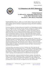 Closing Statement by H.E. Daniel Baer, Ambassador