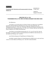 Beschluss Nr. 2/14 über die Wiederbestellung des Generalsekretärs der OSZE