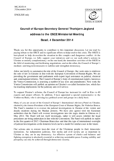 Statement by H.E. Thorbjorn Jagland, Secretary General