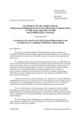 Statement by the Delegation of the Russian Federation in response to the report by Ambassador Madina Jarbussynova, OSCE Special Representative and Co-ordinator for Combating Trafficking in Human Beings