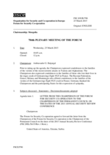 Journal of the 784th Plenary Meeting of the Forum for Security Co-operation