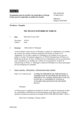 Journal de la 784ème séance plénière du Forum