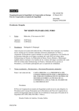 Diario de la 784ª Sesión plenaria del Foro de Cooperación en materia de Seguridad  