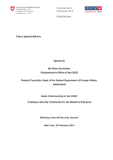 Chairperson-in-office speech at the UN Security Council 