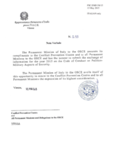 Response by the Delegation of Italy to the Questionnaire on the Code of Conduct on Politico-Military Aspects of Security 