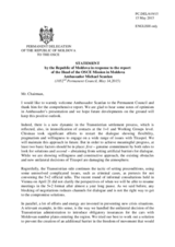 Statement by the Delegation of Moldova in response to the report by the Head of the OSCE Mission to Moldova, Ambassador Michael Scanlan