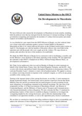 Statement by the Delegation of the United States of America on the recent events in Kumanovo, the former Yugoslav Republic of Macedonia