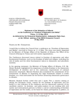 Statement by the Delegation of Albania on the Conference on freedom of expression and the media, held in Tirana on 11 and 12 May 2015