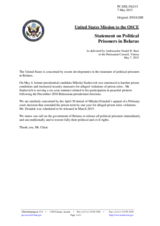 Statement by the Delegation of the United States of America on the political prisoners in Belarus