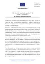 Statement by the Latvian EU Presidency in response to the presentation by Mr. R. G. Bell, Senior Civilian Representative of the Secretary of Defense in Europe and Defense Advisor, United States Mission to NATO