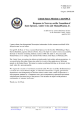 Statement by the Delegation of the United States of America in response to the statement by the Delegation of Norway on the death penalty in the United States of America