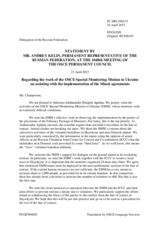 Statement by the Delegation of the Russian Federation in response to the report by the Chief Monitor of the OSCE Special Monitoring Mission to Ukraine, Ambassador Ertugrul Apakan