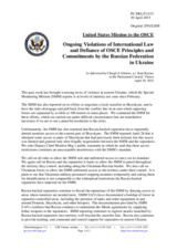 Statement by the Delegation of the United States of America on the ongoing aggression against Ukraine and violations of OSCE principles and commitments by the Russian Federation