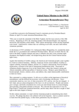 Statement by the Delegation of the United States of America on the commemoration of the centennial of the Armenian genocide